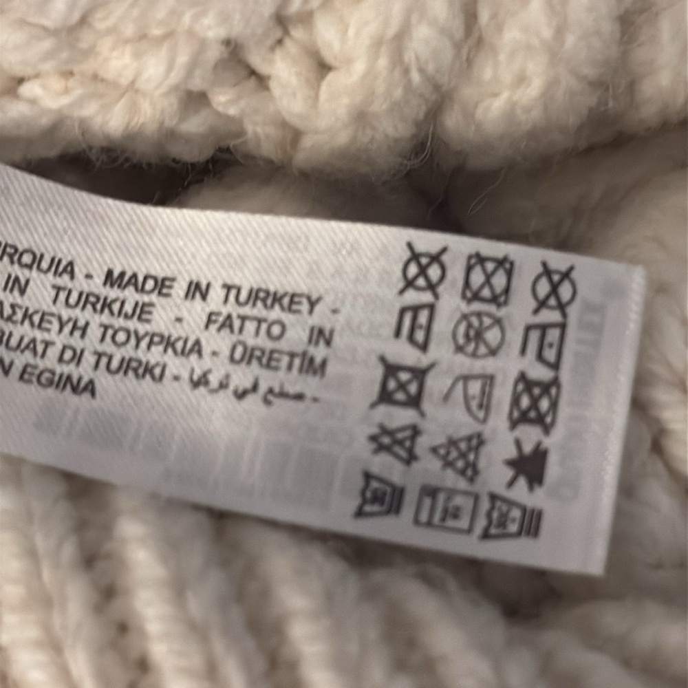 ZARA Cable Knit Tie Sweater Chunky‎ Preppy Cream Ivory Size M Casual Bow Soft - Picture 12 of 13
